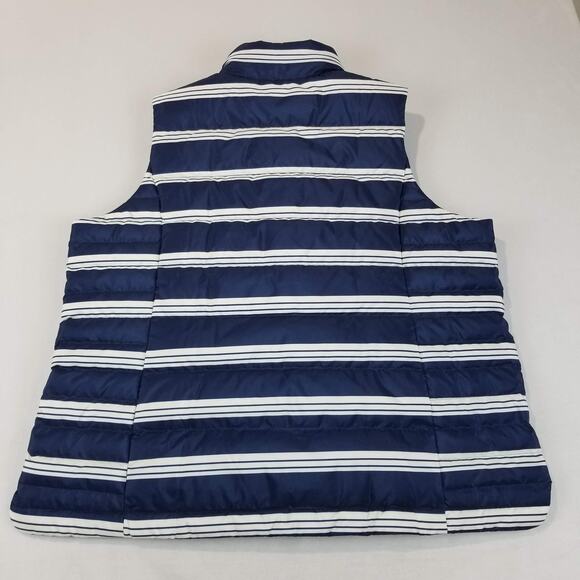 Lands' End Vest Womens 1X Navy White Striped 600 Fill Down Puffer Quilted RDS - Picture 2 of 12